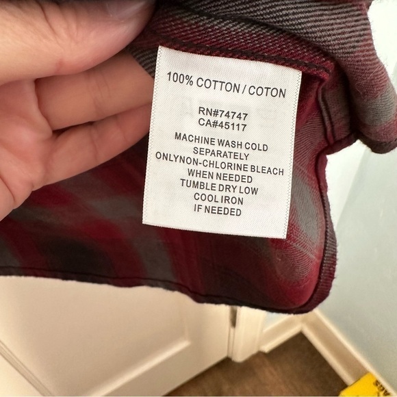 Hobbs Creek Shirt Ombre Cotton Plaid Flannel Button Down Red & Gray Size S - Picture 5 of 11